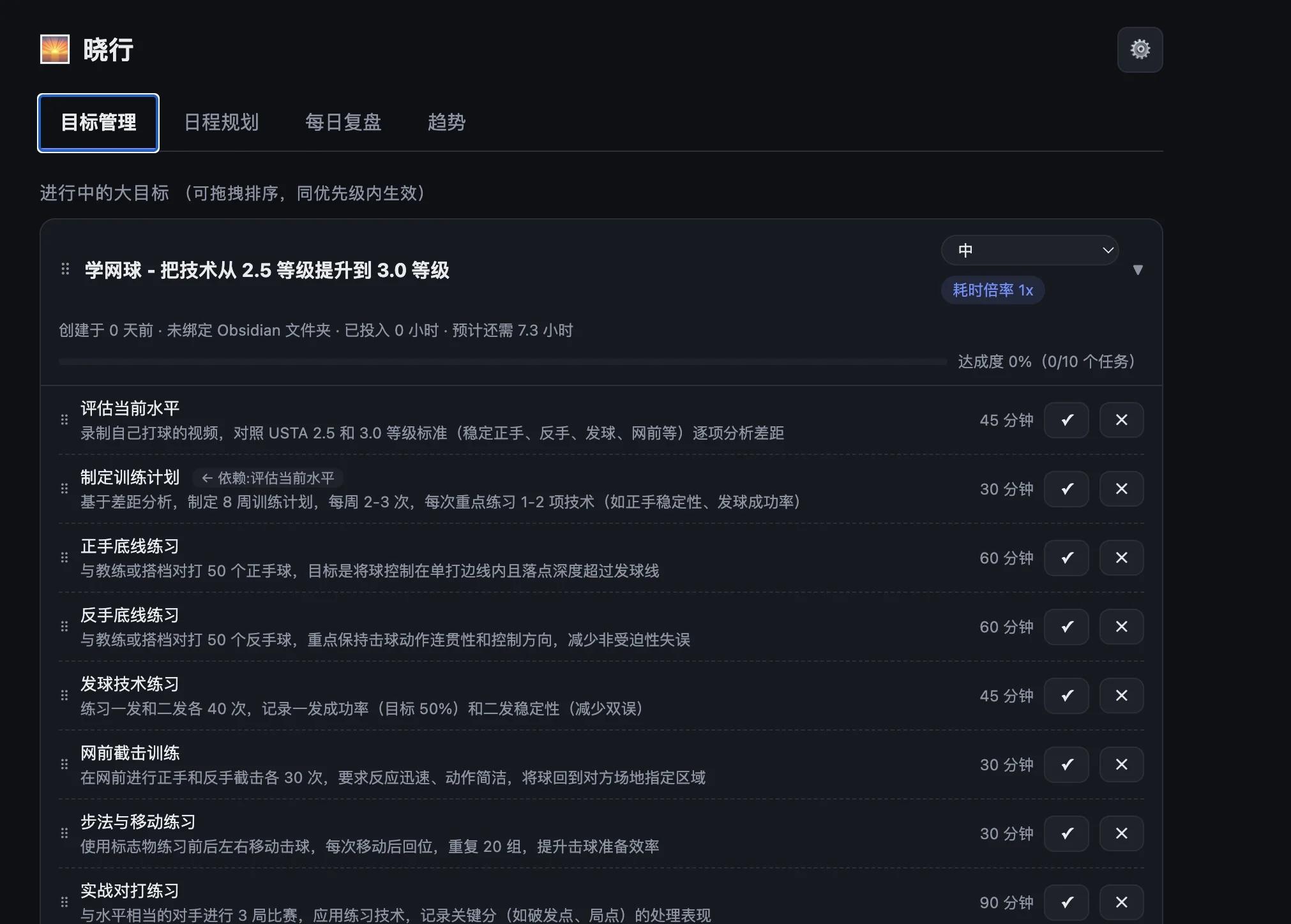 晓行目标驱动个人排程系统的日程规划封面